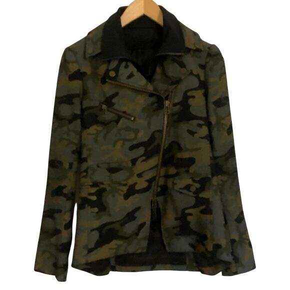 Veronica Beard Camo Print Full Zip Jacket Removable inner Size 4 Moto Military - Picture 1 of 11